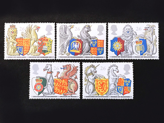 クイーンズビースト紋章（イギリス 1998年）の外国切手5種（未使用）