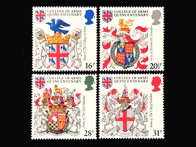紋章（イギリス 1984年）の外国切手4種（未使用）