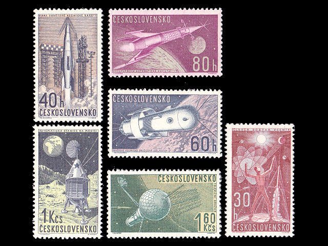 宇宙探査（チェコスロバキア 1962年）の外国切手6種（未使用）