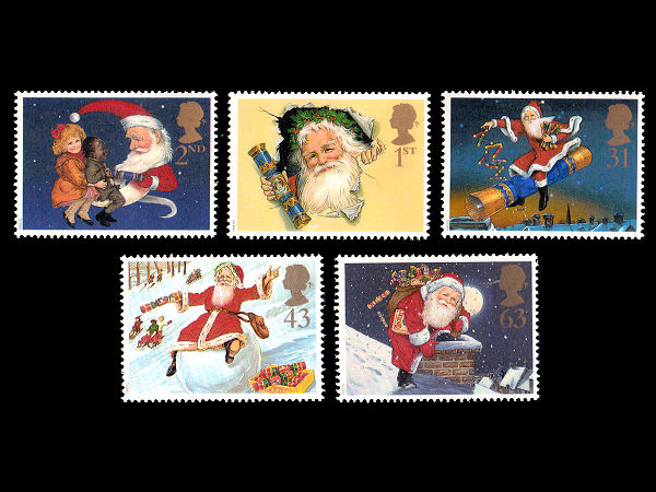 サンタクロース・クリスマス（イギリス 1997年）の外国切手5種（未使用）