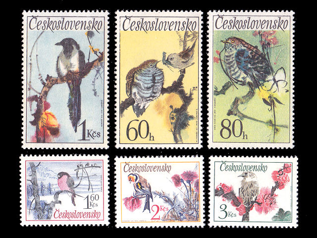 鳥（チェコスロバキア 1972年）の外国切手6種（未使用）