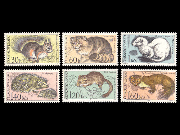 タトラ国立公園の小動物（チェコスロバキア 1967年）の外国切手6種（未使用）