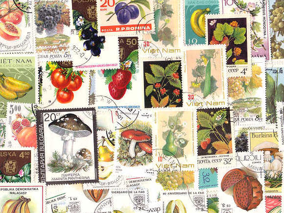 果物と野菜の外国切手 [10枚入り]